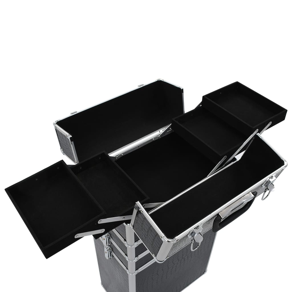 vidaXL Wózek na akcesoria do makijażu, aluminiowy, skóra krokodyla
