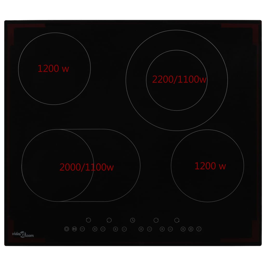 vidaXL Płyta ceramiczna z 4 palnikami, dotykowa, 6600 W