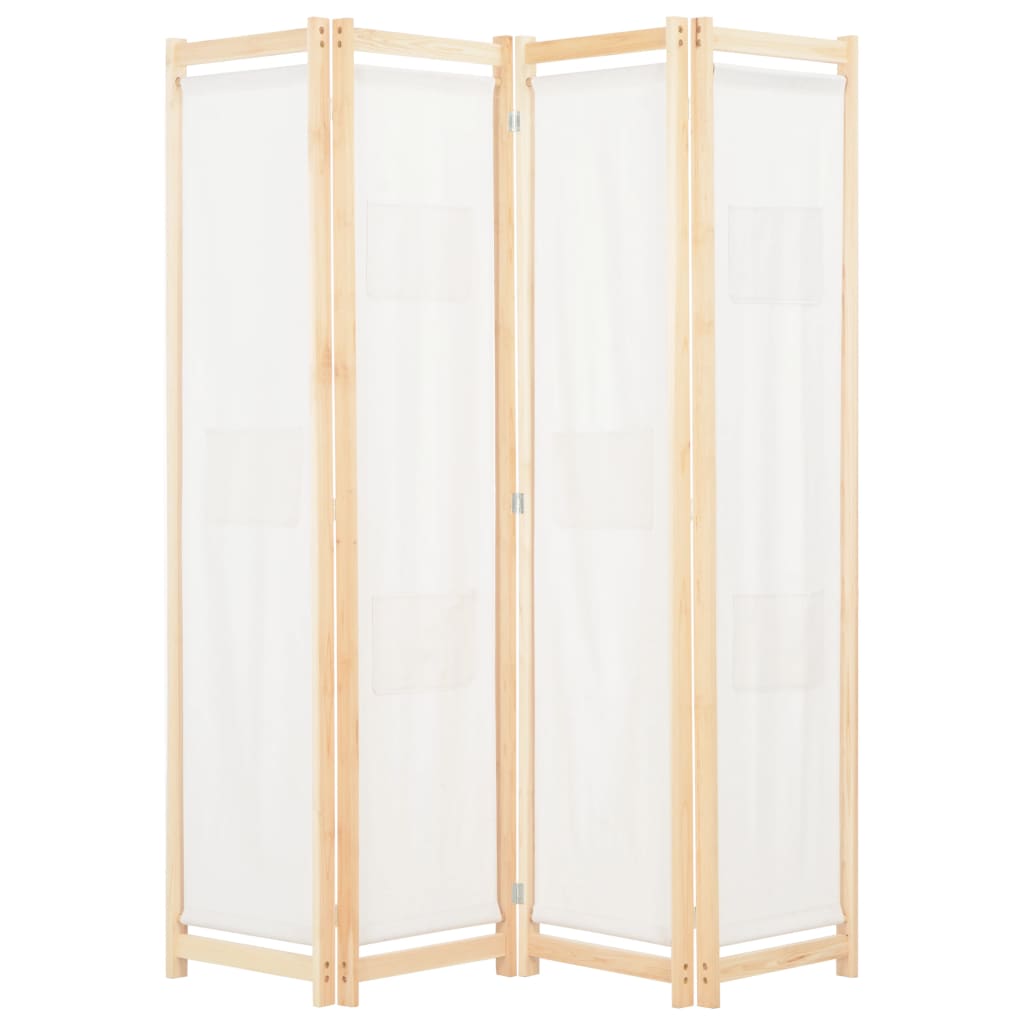 vidaXL Parawan 4-panelowy, kremowy, 160x170x4 cm, tkanina