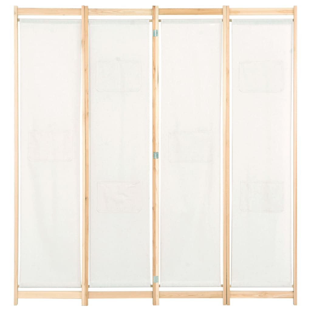 vidaXL Parawan 4-panelowy, kremowy, 160x170x4 cm, tkanina