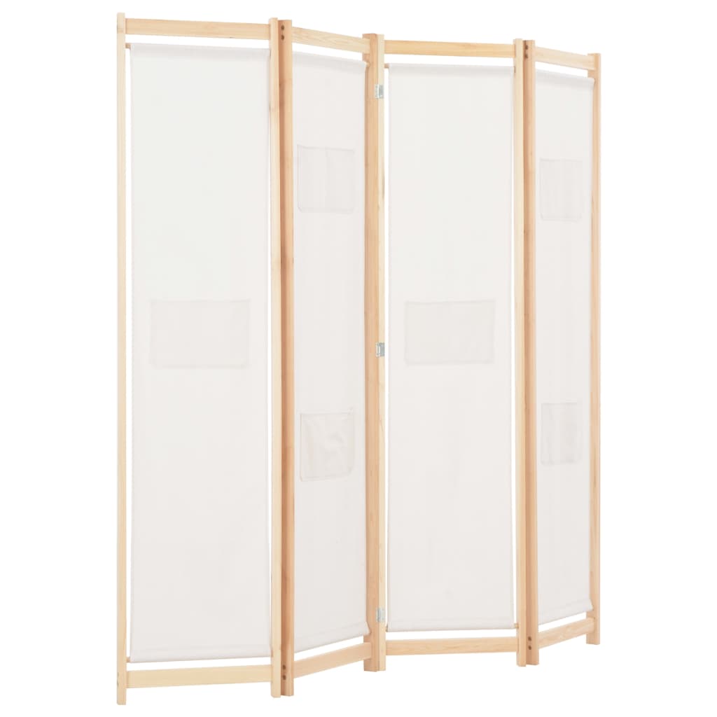 vidaXL Parawan 4-panelowy, kremowy, 160x170x4 cm, tkanina