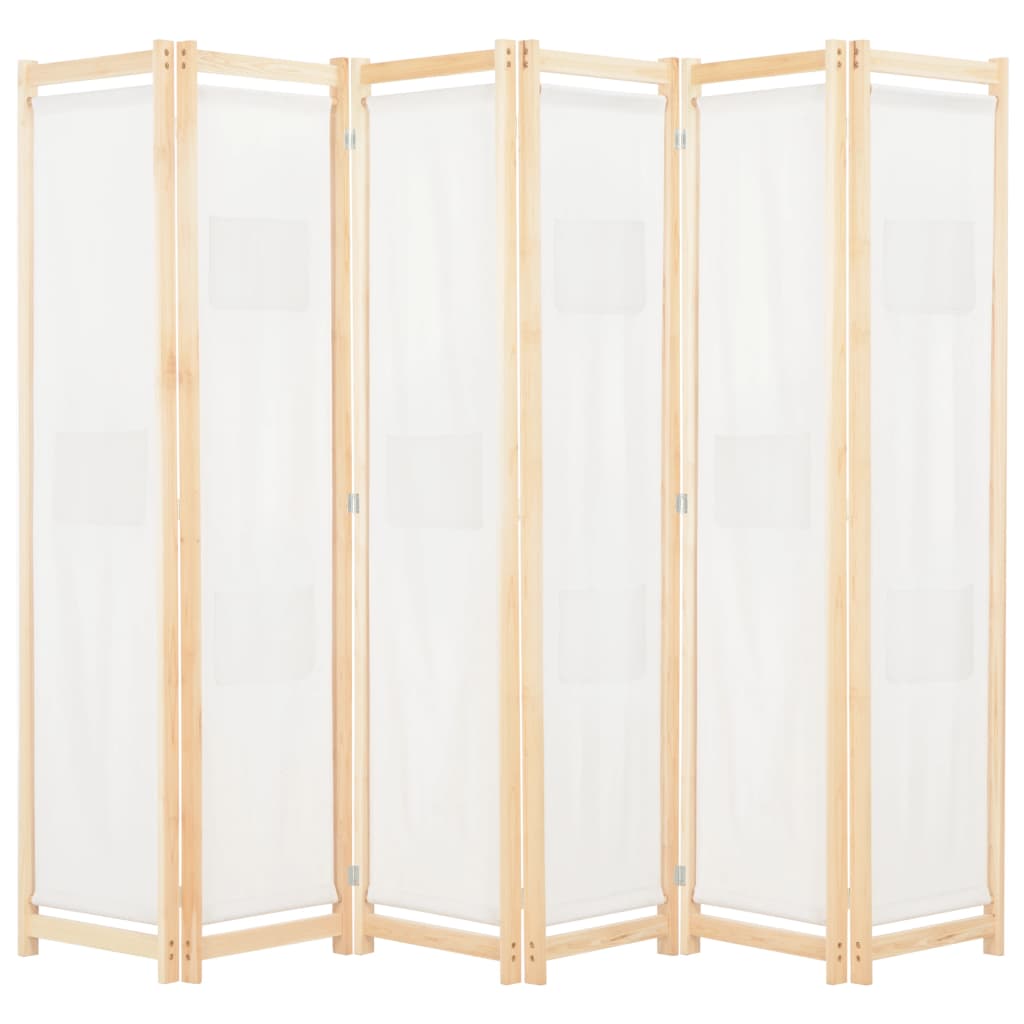 vidaXL Parawan 6-panelowy, kremowy, 240 x 170 x 4 cm, tkanina
