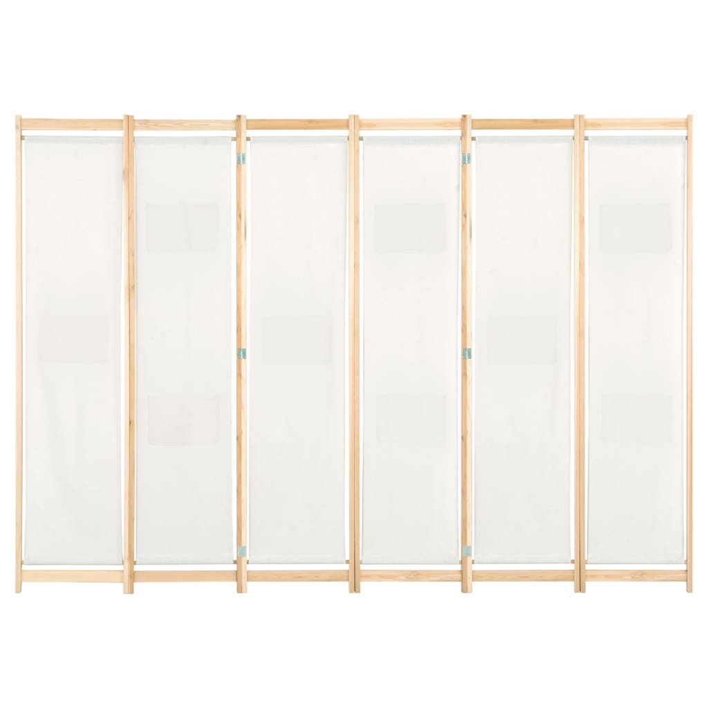 vidaXL Parawan 6-panelowy, kremowy, 240 x 170 x 4 cm, tkanina