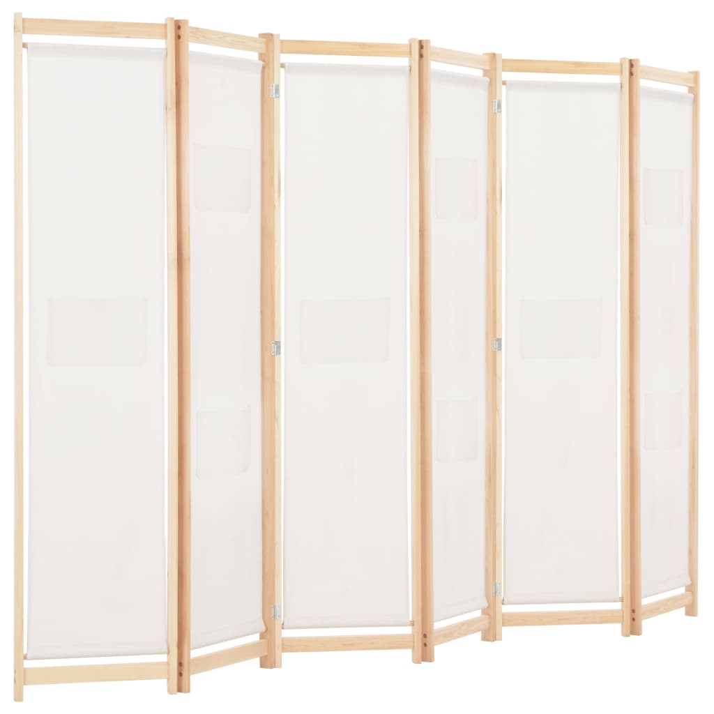 vidaXL Parawan 6-panelowy, kremowy, 240 x 170 x 4 cm, tkanina