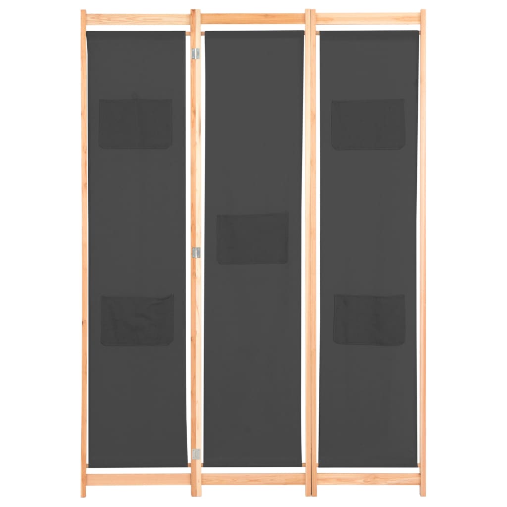 vidaXL Parawan 3-panelowy, szary, 120x170x4 cm, tkanina
