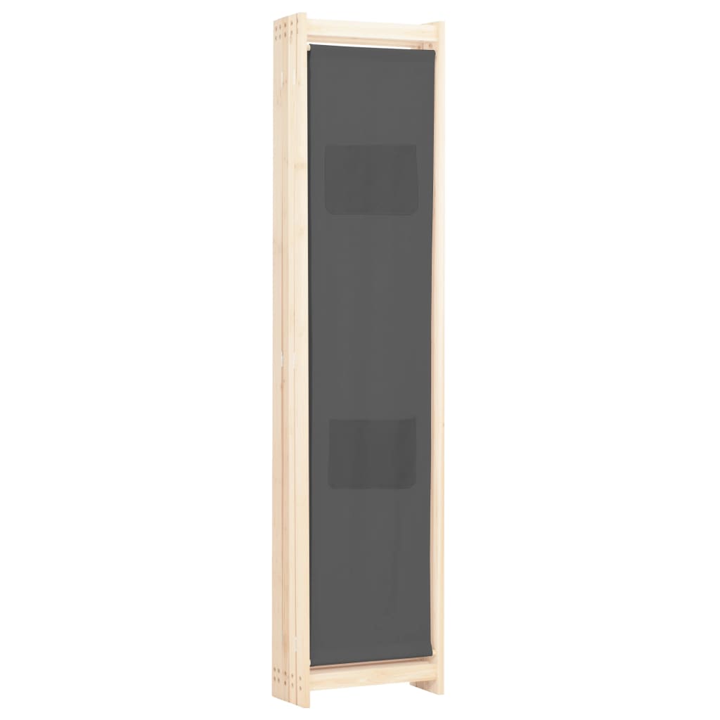 vidaXL Parawan 5-panelowy, szary, 200 x 170 x 4 cm, tkanina