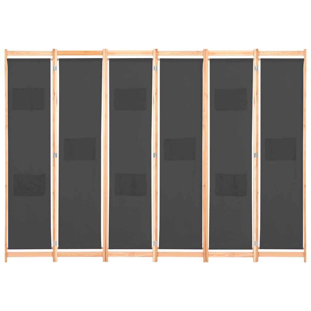 vidaXL Parawan 6-panelowy, szary, 240 x 170 x 4 cm, tkanina