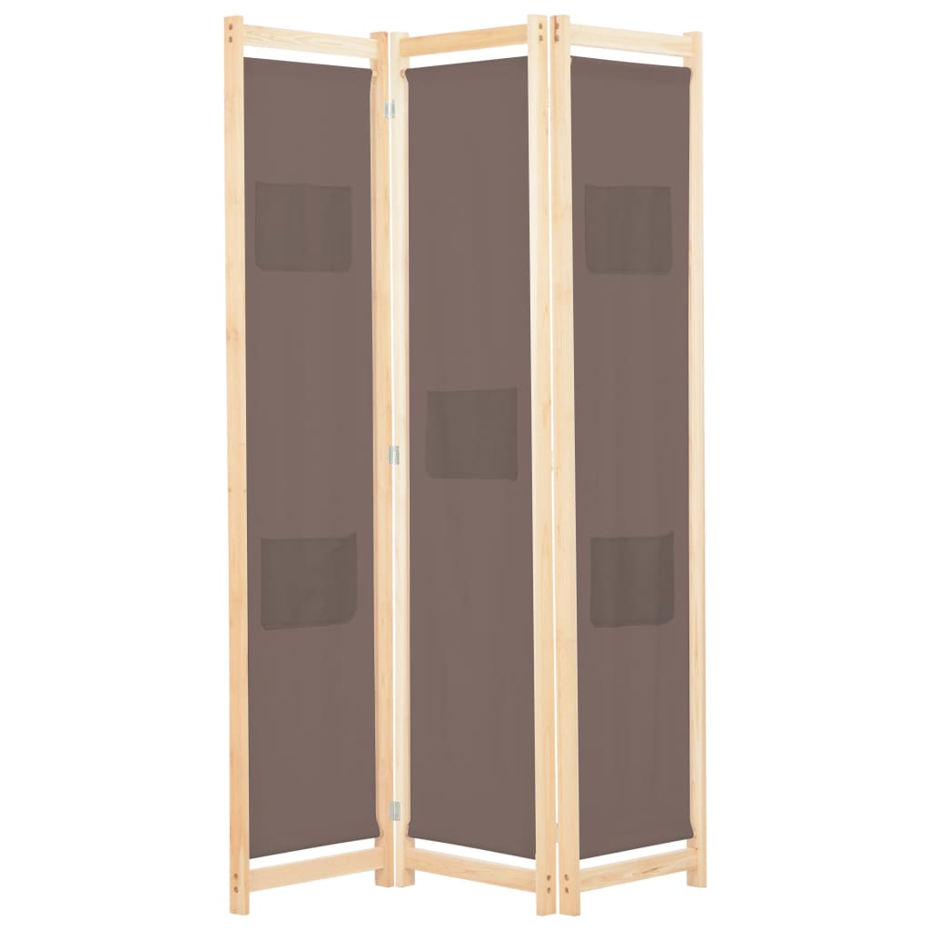 vidaXL Parawan 3-panelowy, brązowy, 120x170x4 cm, tkanina