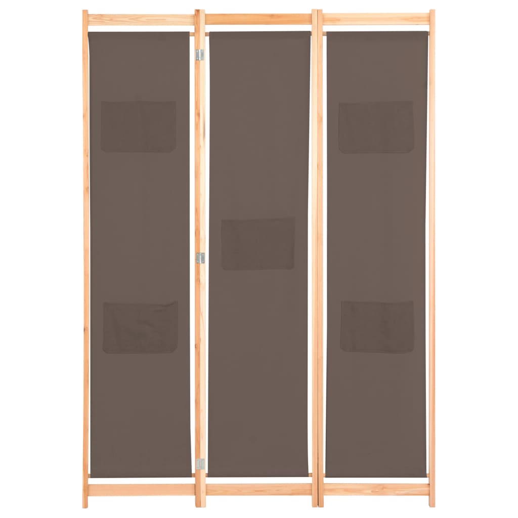 vidaXL Parawan 3-panelowy, brązowy, 120x170x4 cm, tkanina