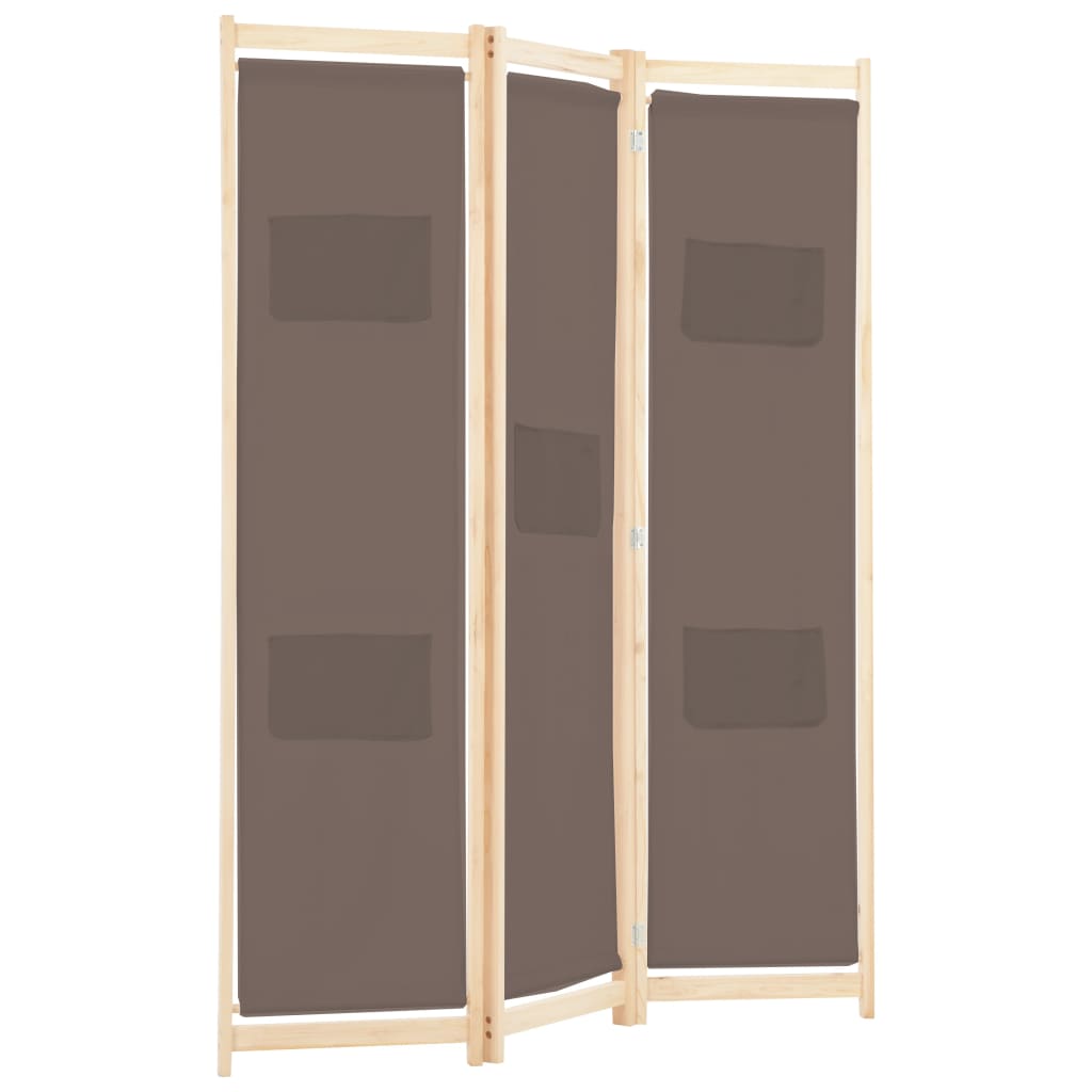 vidaXL Parawan 3-panelowy, brązowy, 120x170x4 cm, tkanina