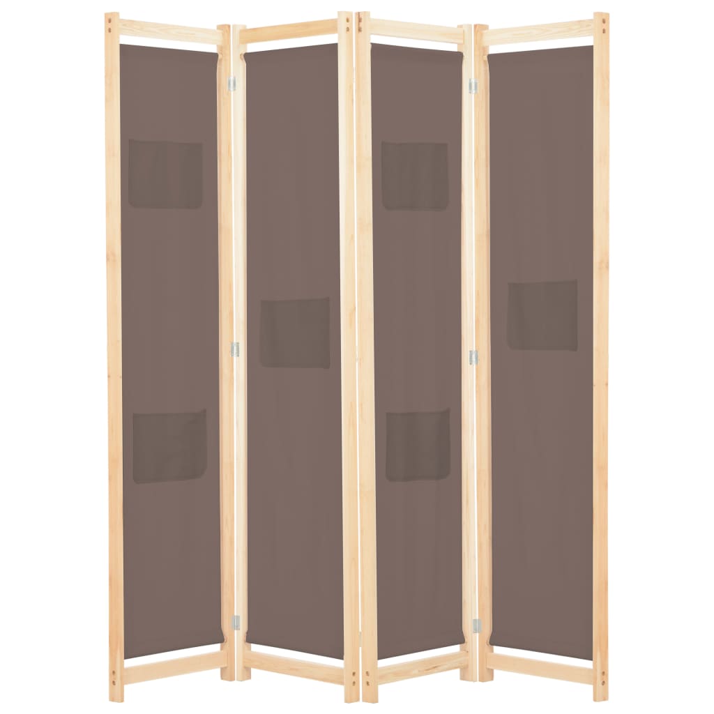 vidaXL Parawan 4-panelowy, brązowy, 160x170x4 cm, tkanina