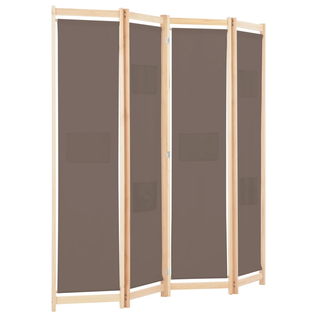 vidaXL Parawan 4-panelowy, brązowy, 160x170x4 cm, tkanina