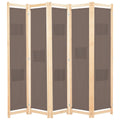 vidaXL Parawan 5-panelowy, brązowy, 200 x 170 x 4 cm, tkanina