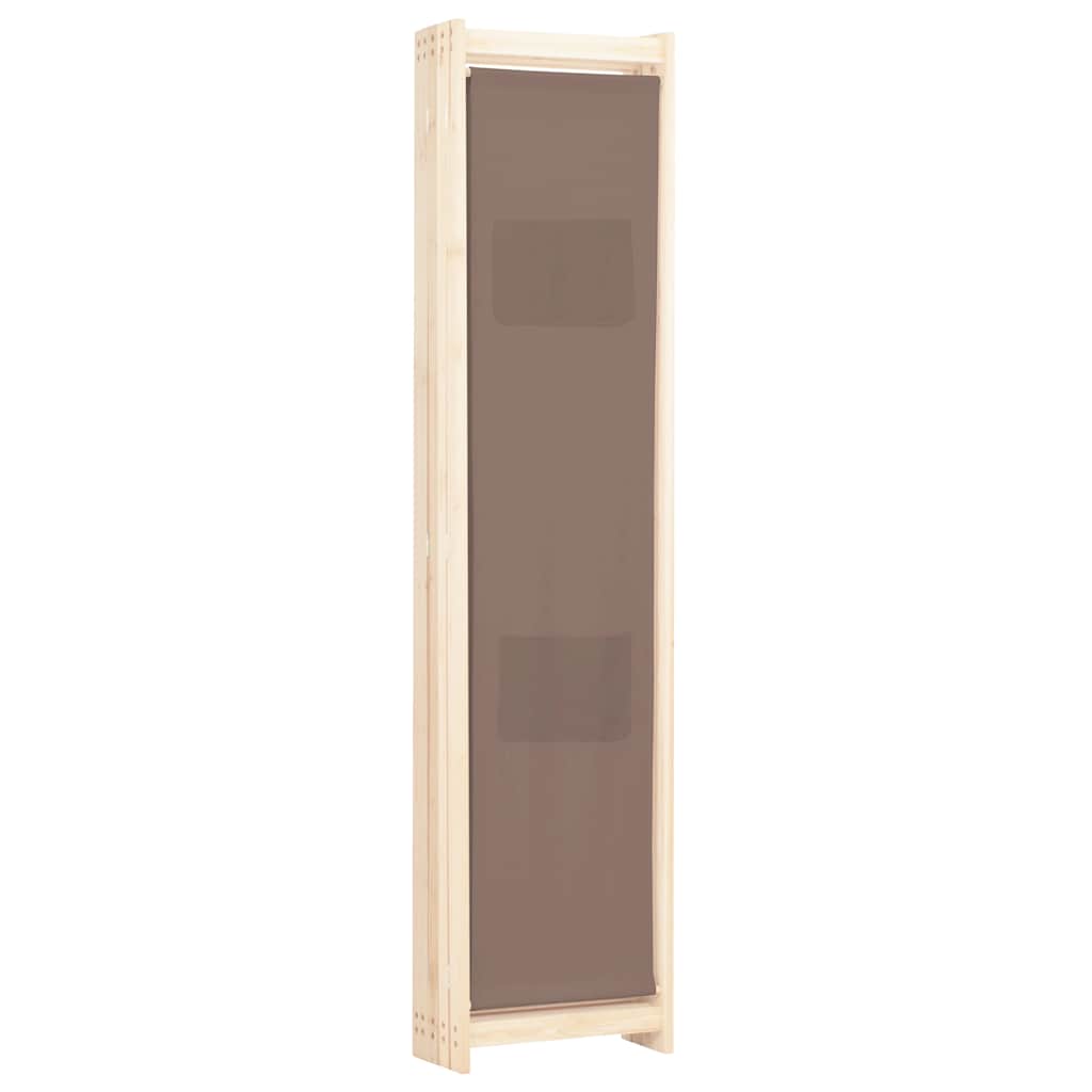 vidaXL Parawan 5-panelowy, brązowy, 200 x 170 x 4 cm, tkanina