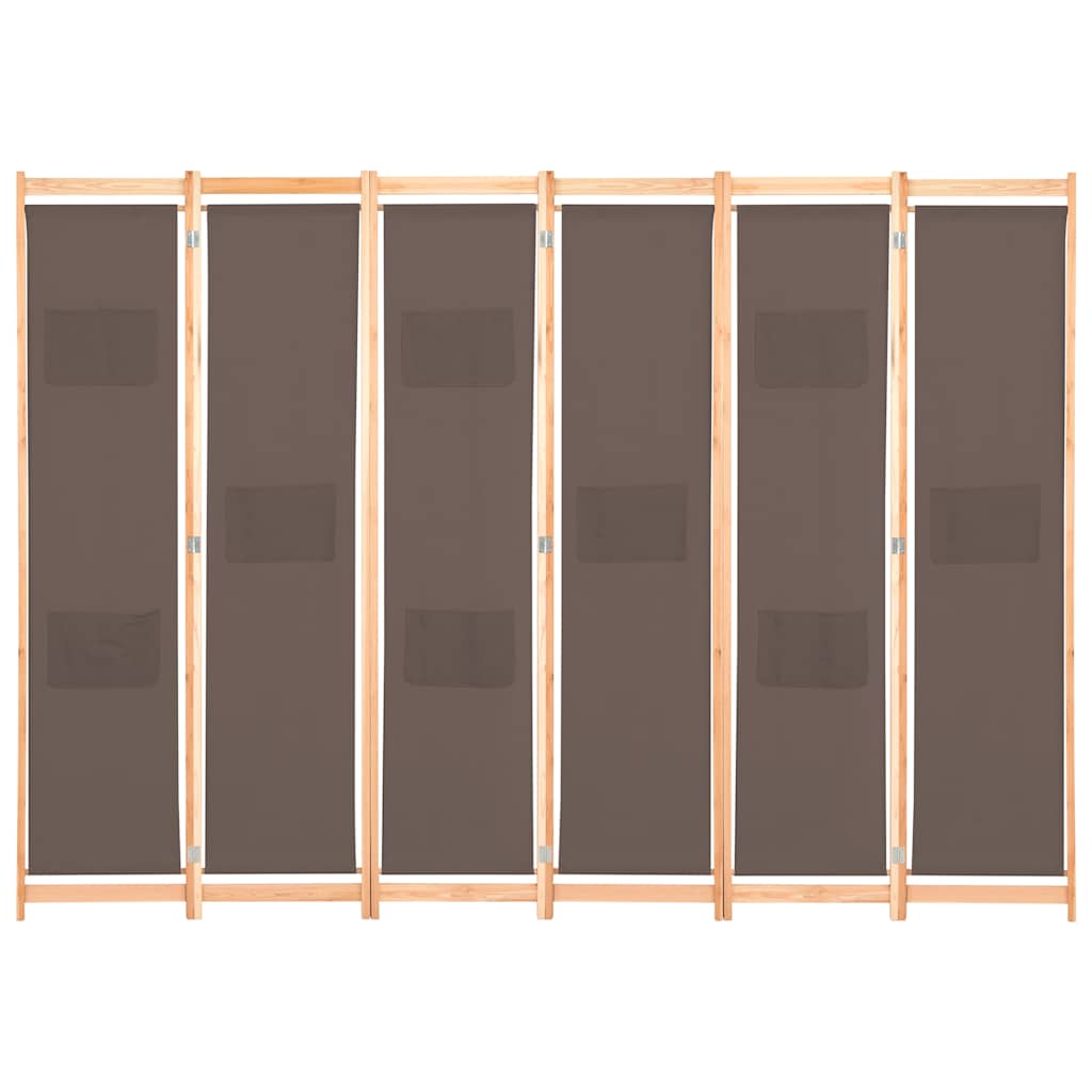 vidaXL Parawan 6-panelowy, brązowy, 240 x 170 x 4 cm, tkanina