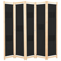 vidaXL Parawan 5-panelowy, czarny, 200 x 170 x 4 cm, tkanina