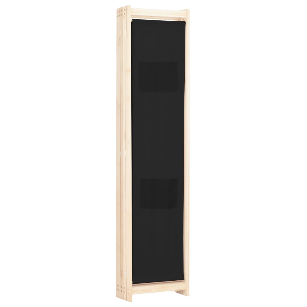 vidaXL Parawan 5-panelowy, czarny, 200 x 170 x 4 cm, tkanina