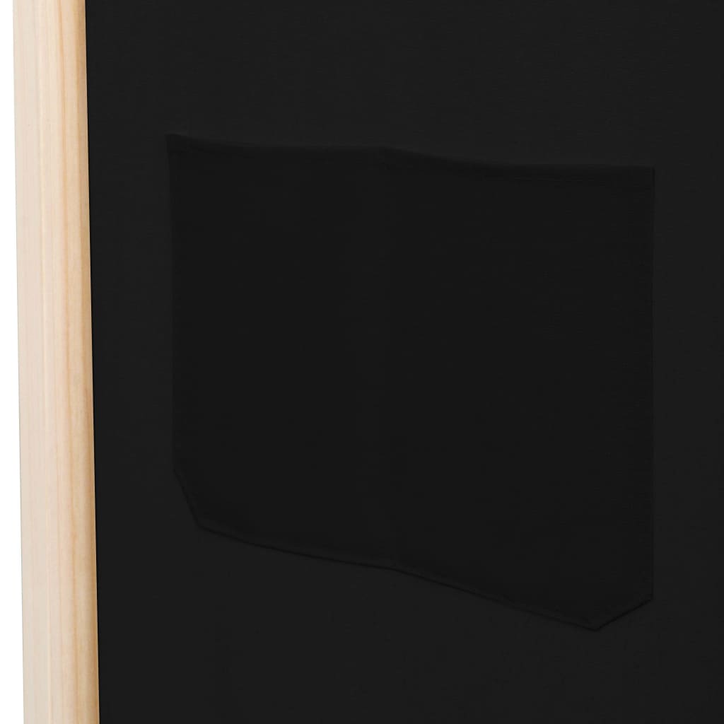 vidaXL Parawan 5-panelowy, czarny, 200 x 170 x 4 cm, tkanina