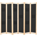 vidaXL Parawan 6-panelowy, czarny, 240 x 170 x 4 cm, tkanina