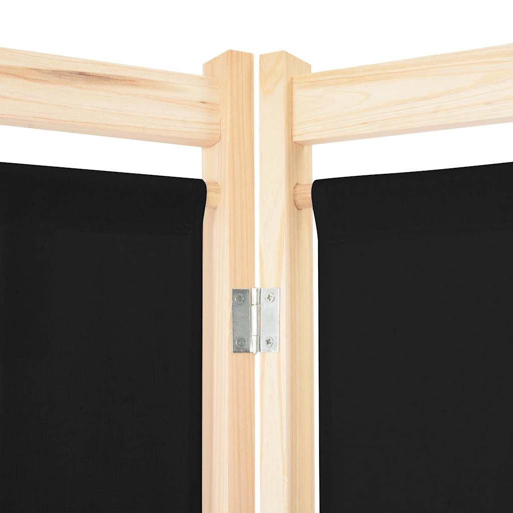 vidaXL Parawan 6-panelowy, czarny, 240 x 170 x 4 cm, tkanina