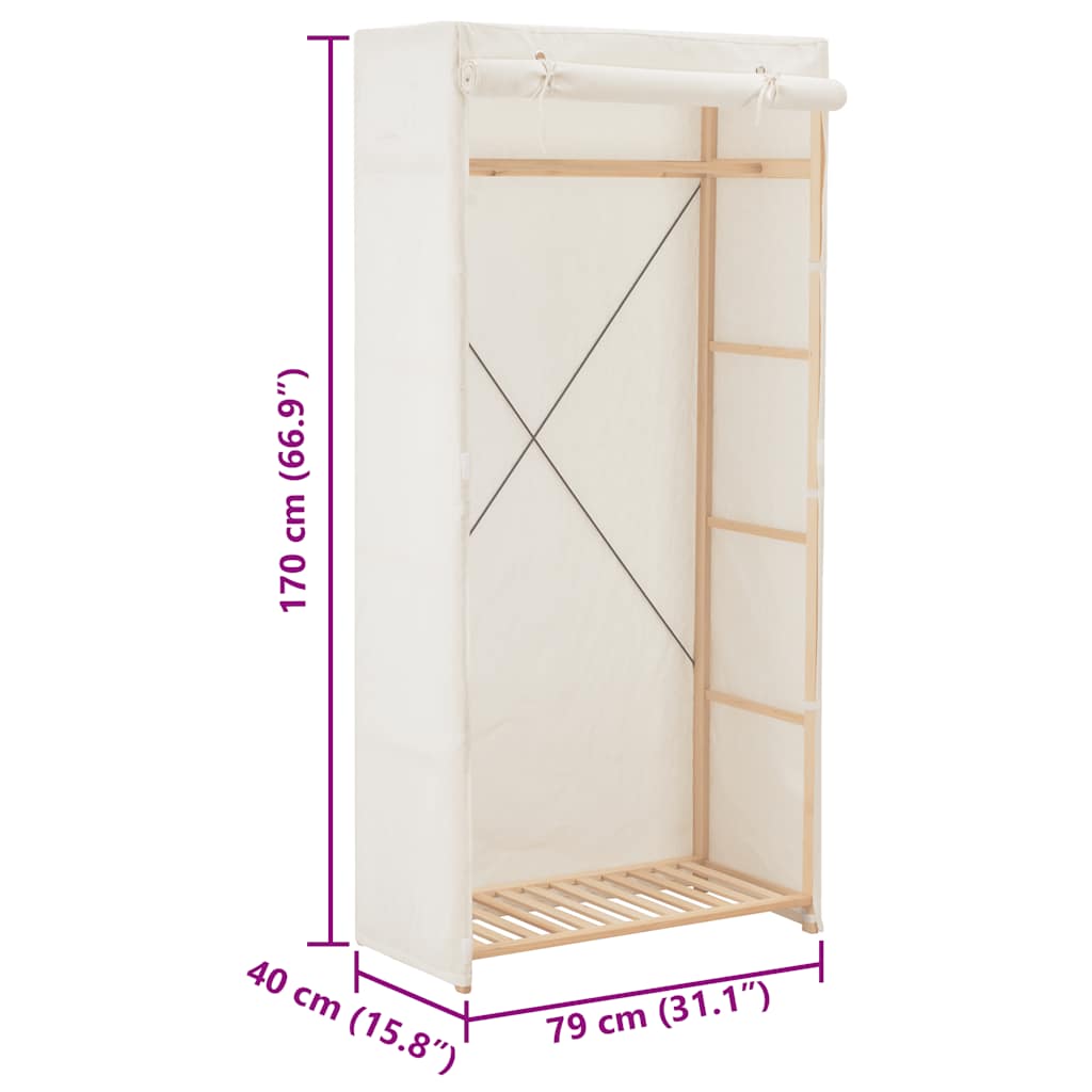 vidaXL Szafa, biała, 79 x 40 x 170 cm, materiałowa