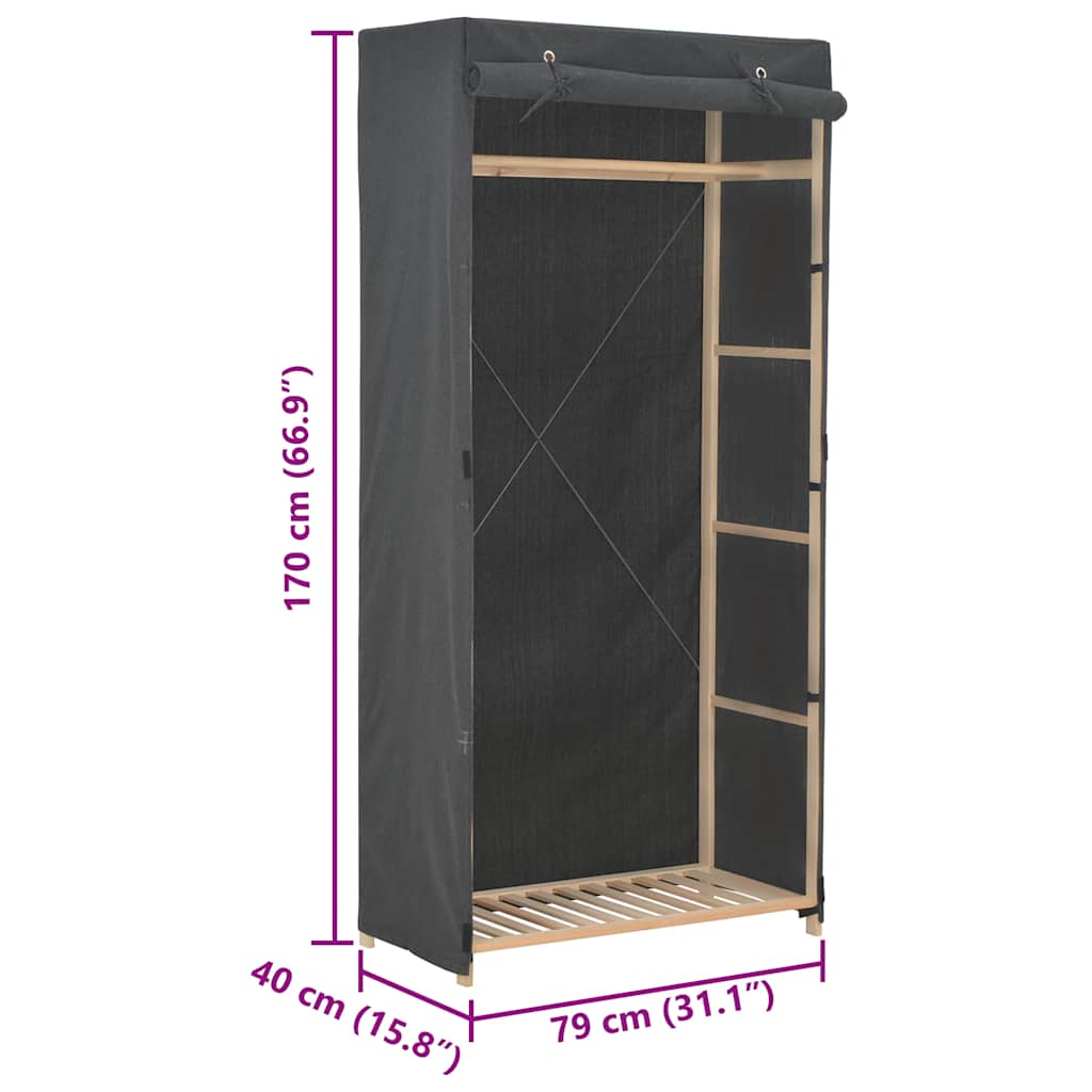 vidaXL Szafa, szara, 79 x 40 x 170 cm, materiałowa