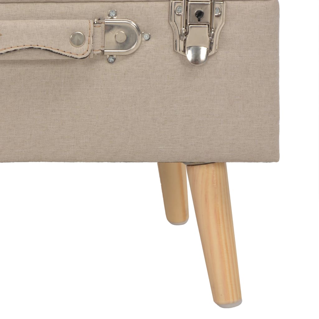 vidaXL Stołek ze schowkiem, 40 cm, beżowy, tkanina