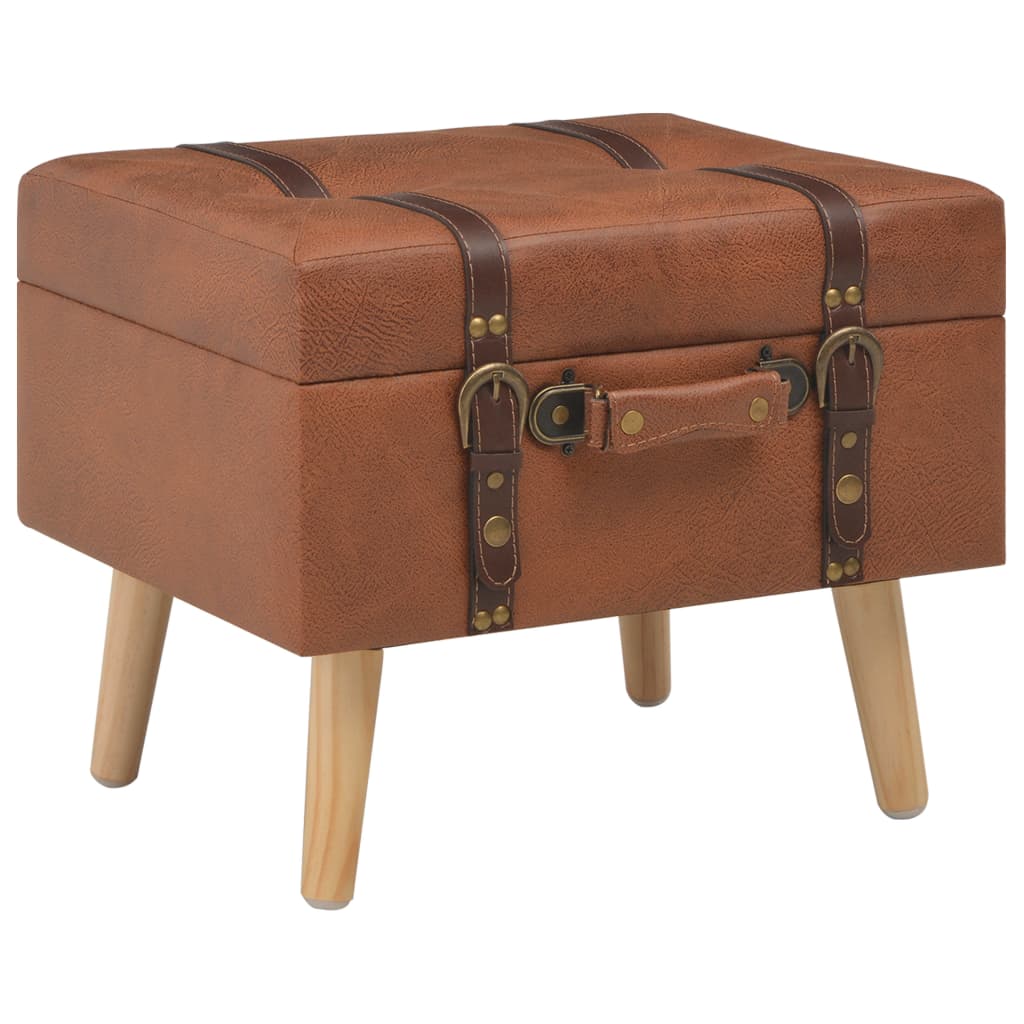vidaXL Stołek ze schowkiem, 40 cm, kolor tan, sztuczna skóra