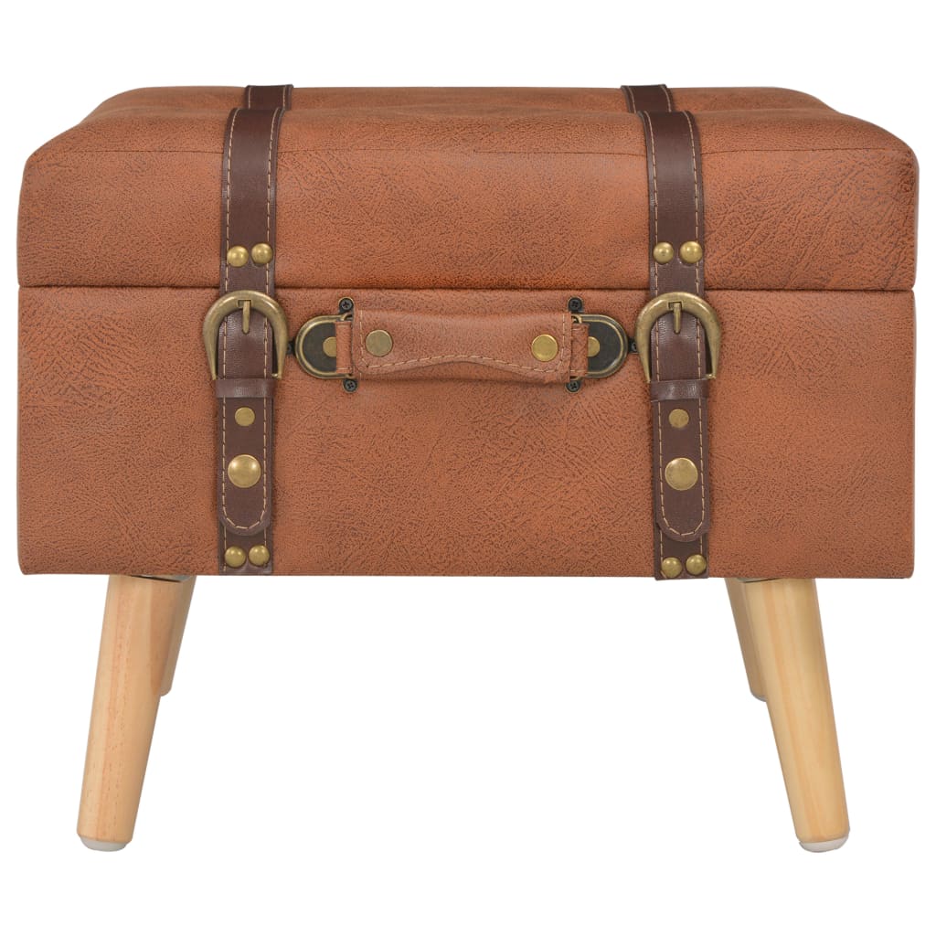vidaXL Stołek ze schowkiem, 40 cm, kolor tan, sztuczna skóra