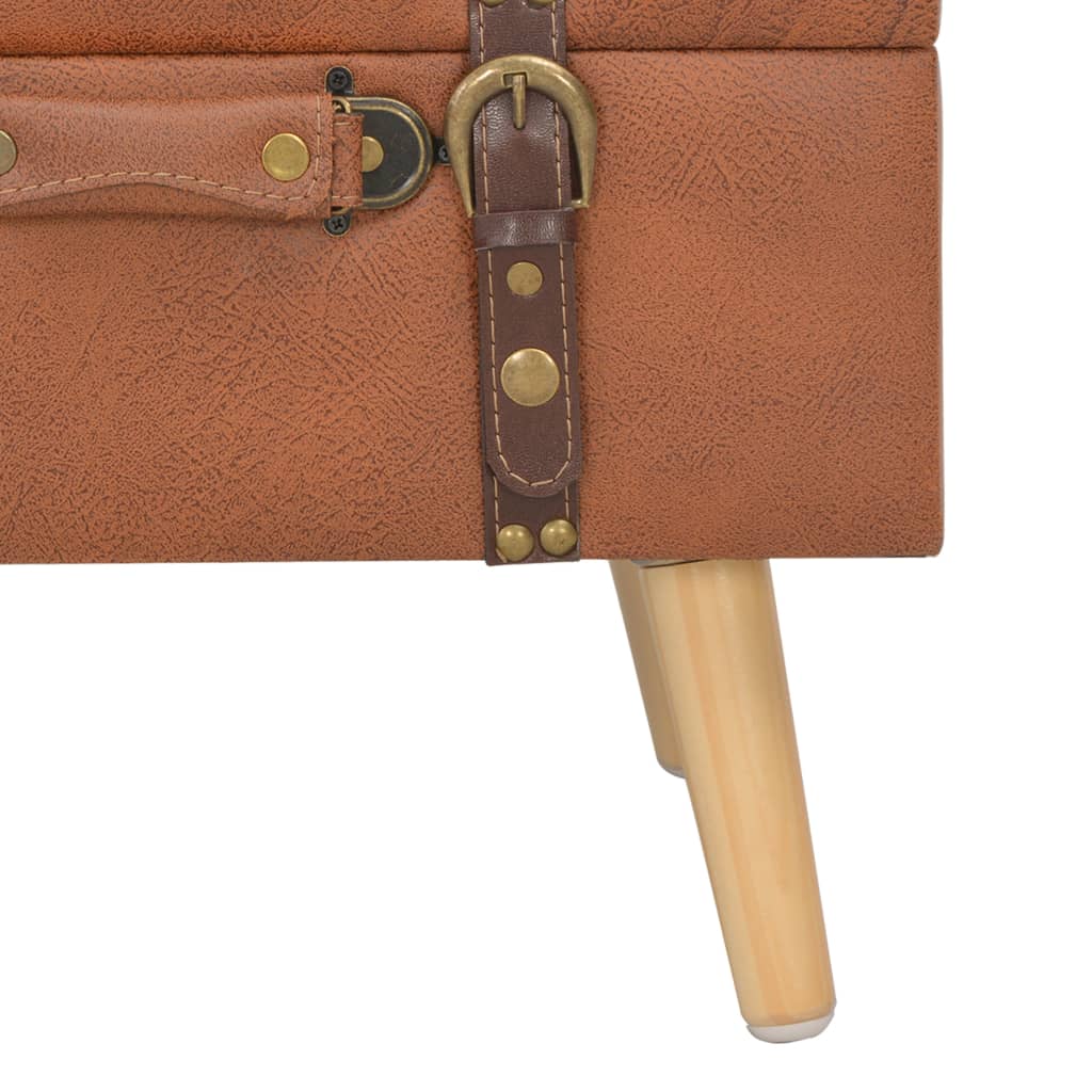 vidaXL Stołek ze schowkiem, 40 cm, kolor tan, sztuczna skóra