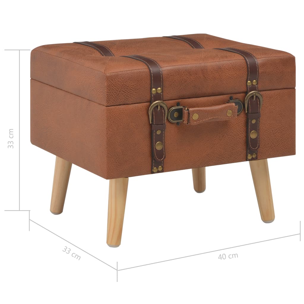 vidaXL Stołek ze schowkiem, 40 cm, kolor tan, sztuczna skóra