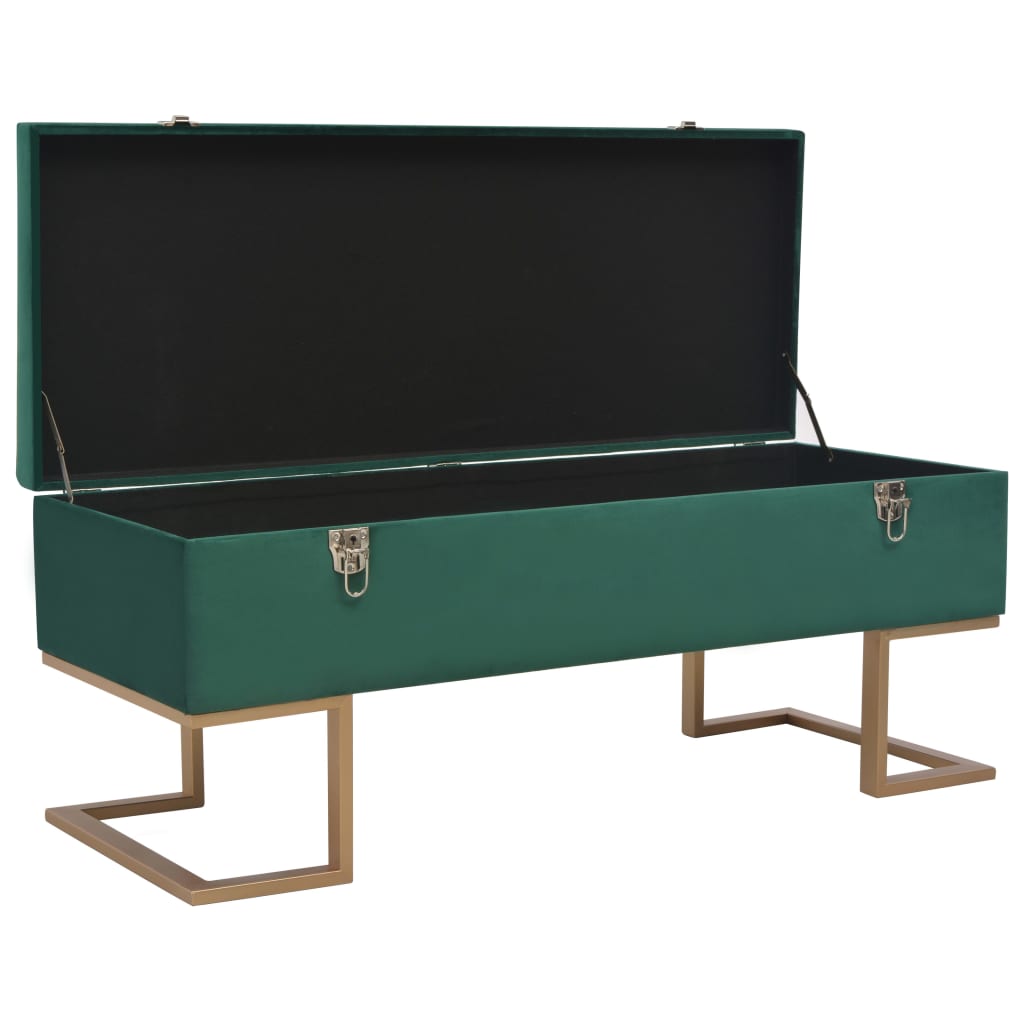 vidaXL Ławka ze schowkiem, 105 cm, zielona, aksamitna