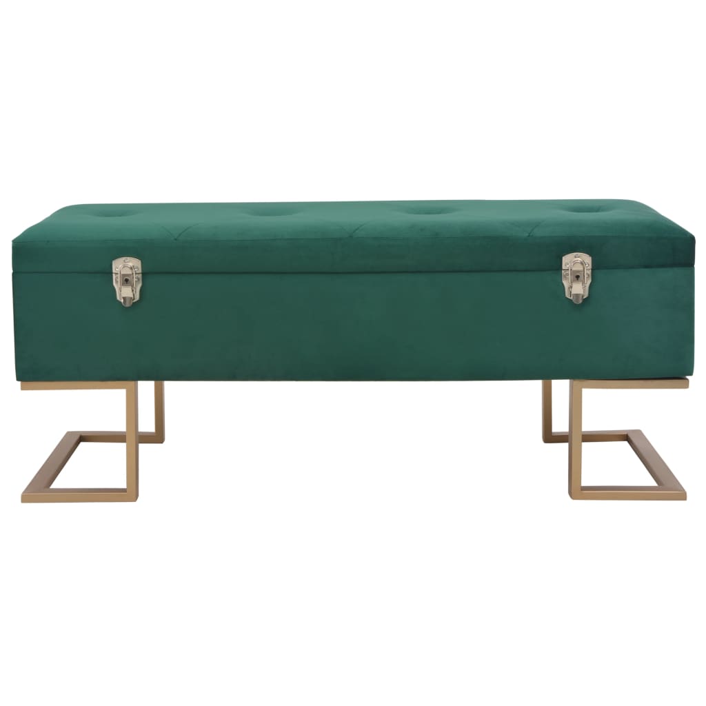 vidaXL Ławka ze schowkiem, 105 cm, zielona, aksamitna