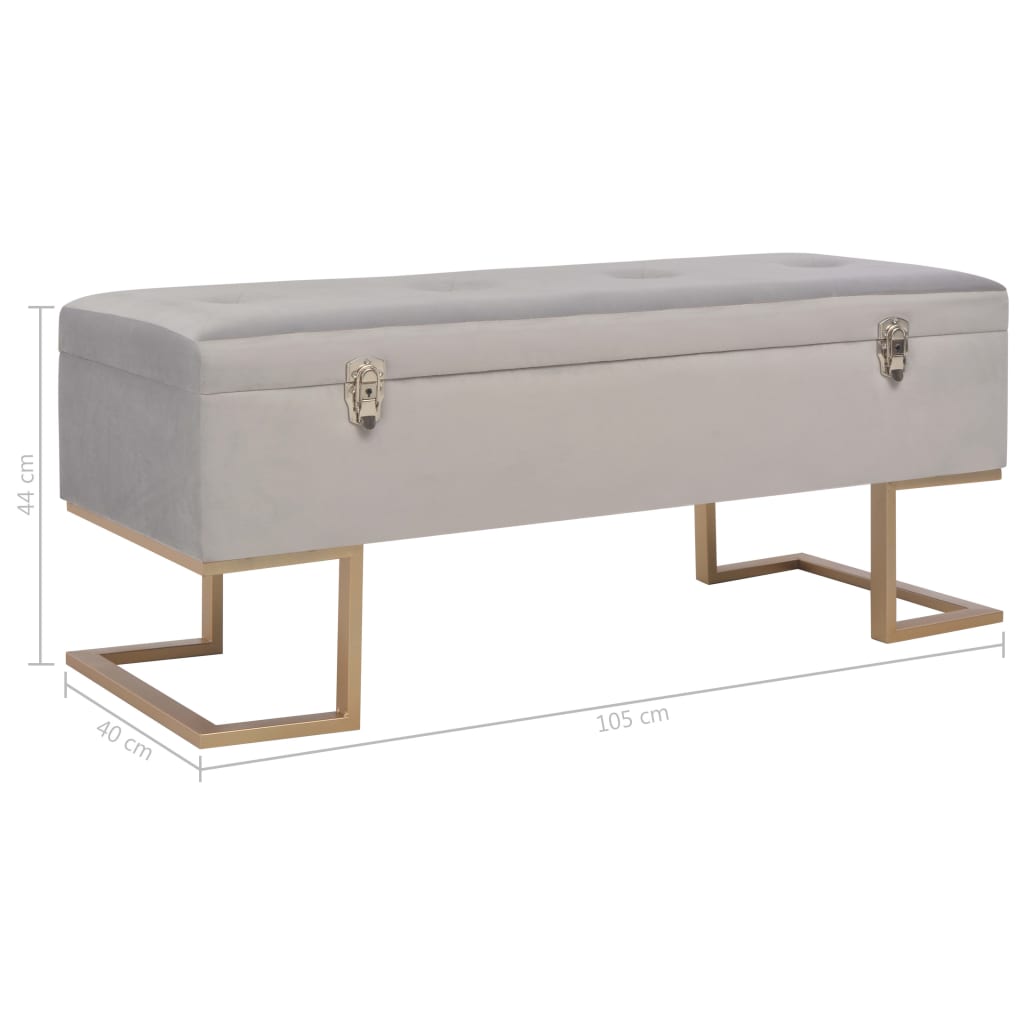 vidaXL Ławka ze schowkiem, 105 cm, szara, aksamitna