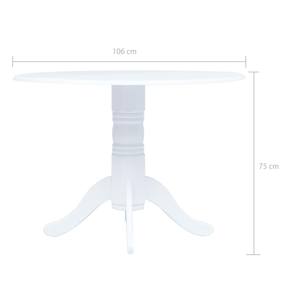 vidaXL Stół biały, 106 cm, lite drewno kauczukowca