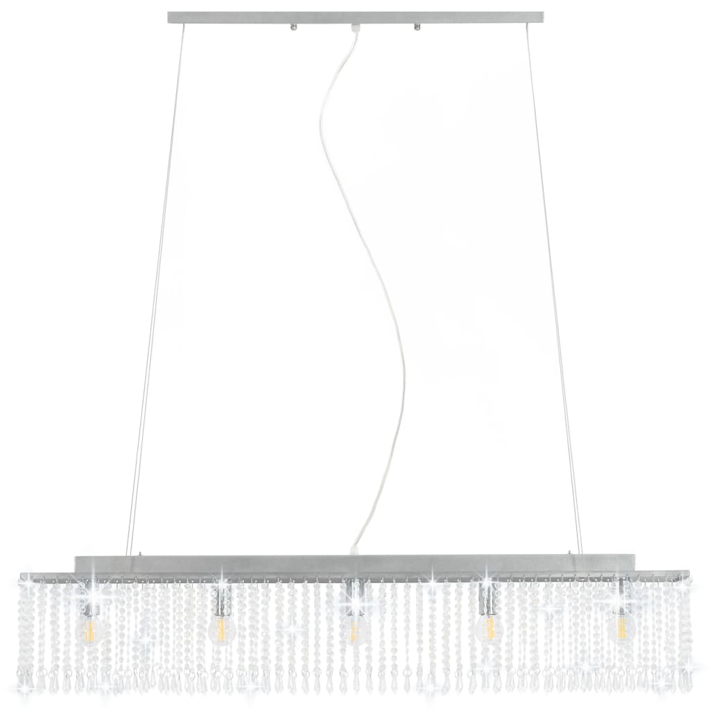 vidaXL Lampa sufitowa z kryształowymi koralikami, srebrna, 104 cm, E14