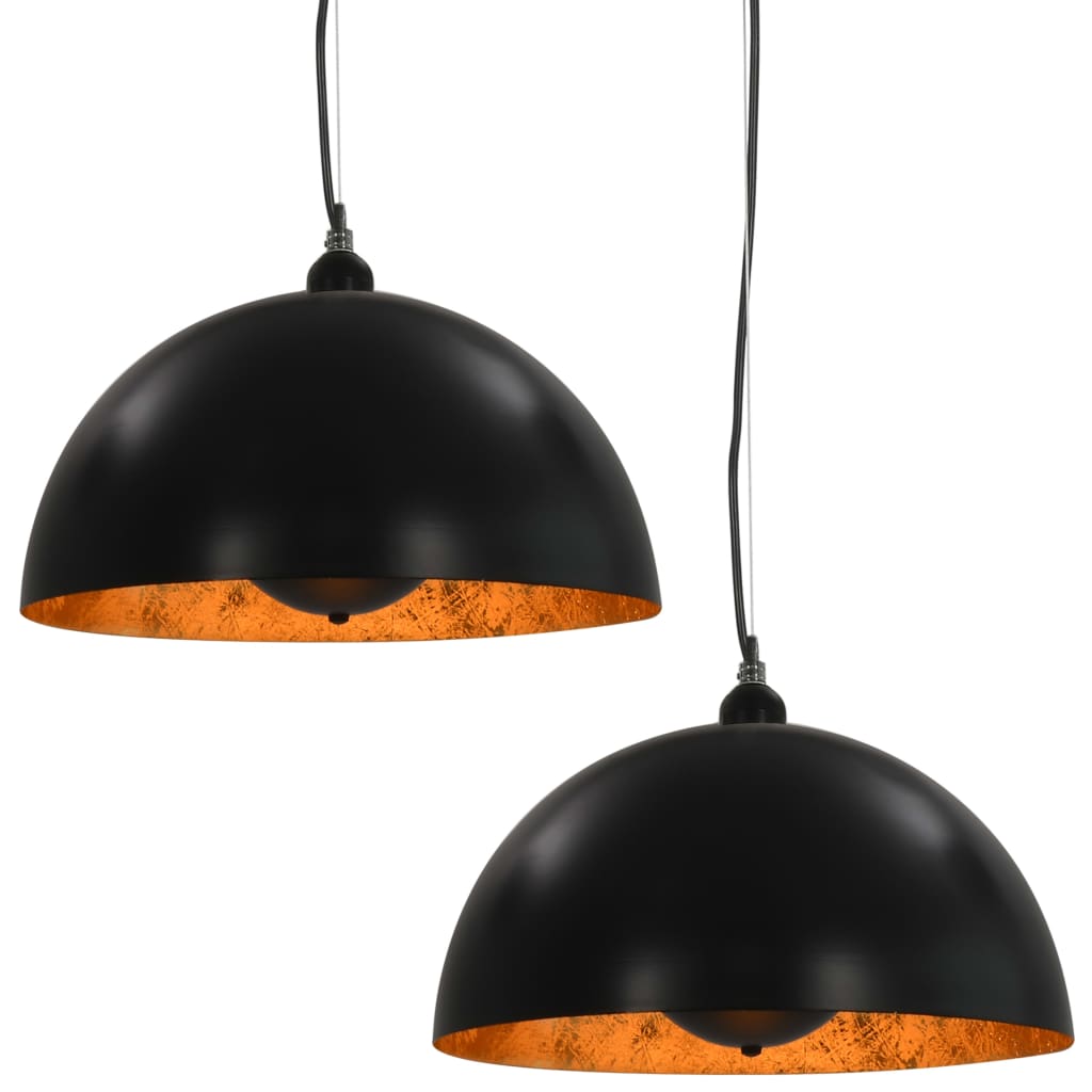 vidaXL Lampy sufitowe, 2 szt., czarno-złote, półkoliste, 40 cm, E27