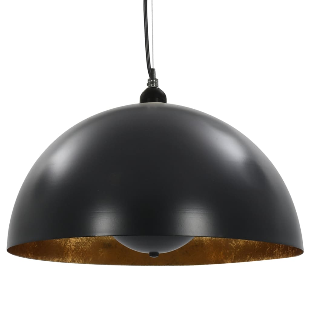 vidaXL Lampy sufitowe, 2 szt., czarno-złote, półkoliste, 40 cm, E27