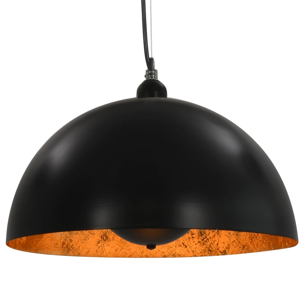 vidaXL Lampy sufitowe, 2 szt., czarno-złote, półkoliste, 40 cm, E27