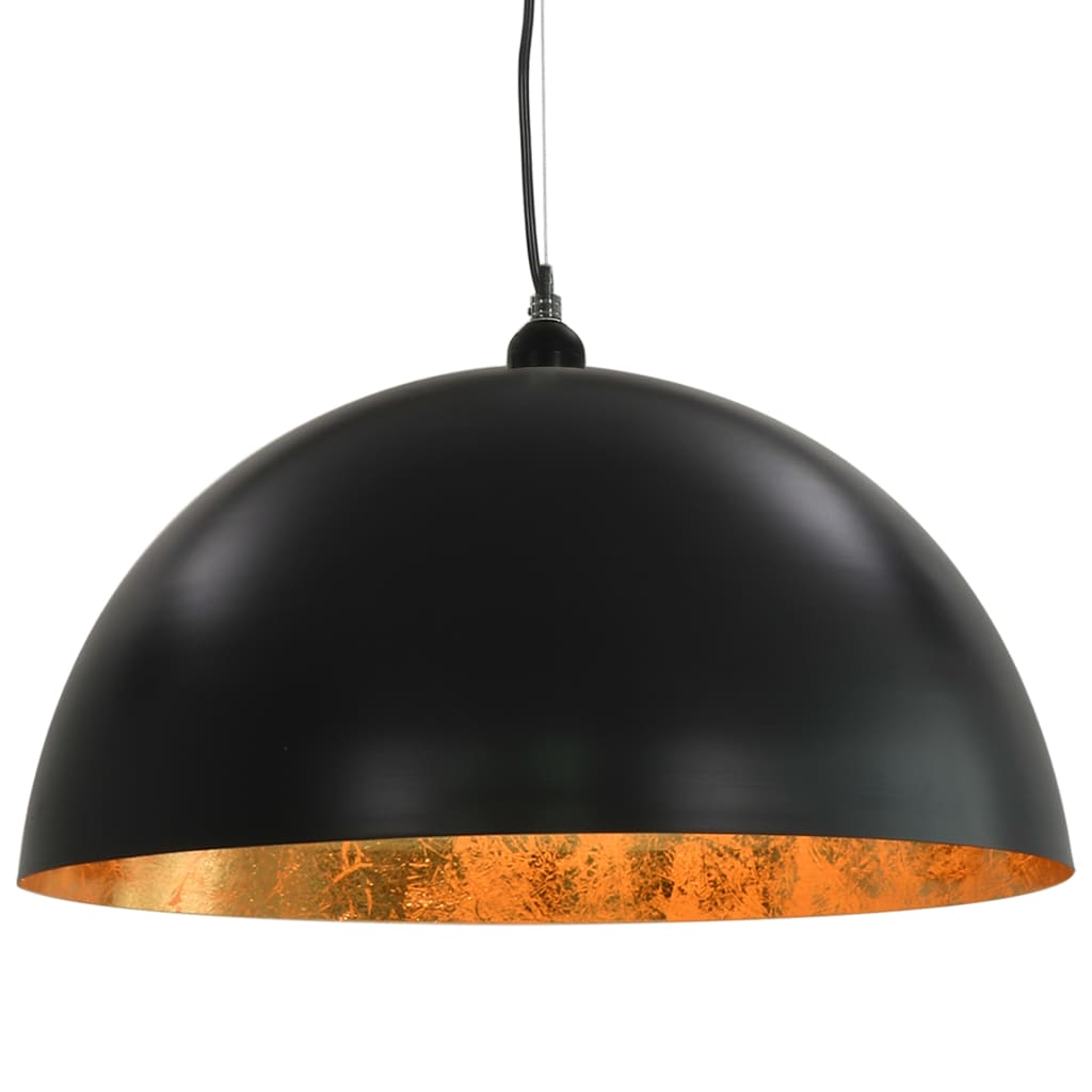 vidaXL Lampy sufitowe, 2 szt., czarno-złote, półkoliste, 50 cm, E27