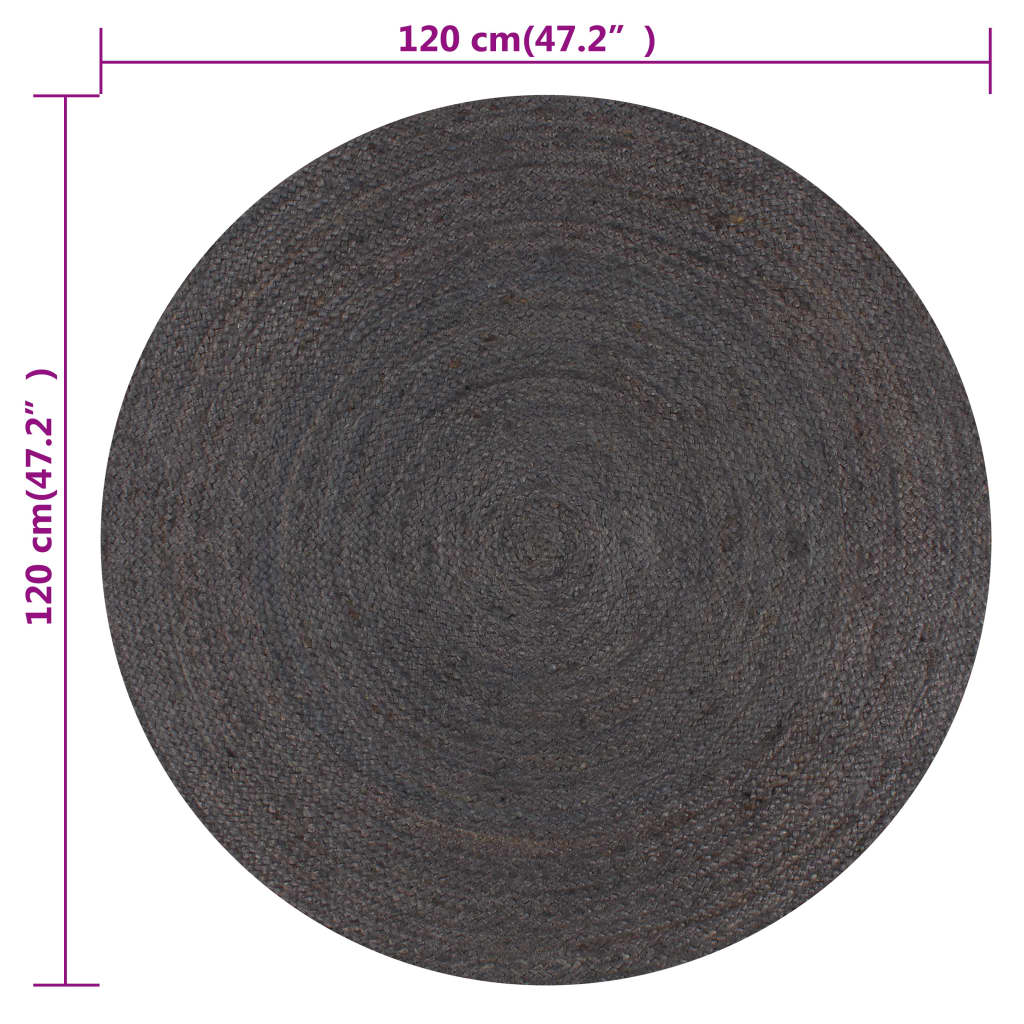 vidaXL Ręcznie wykonany dywan z juty, okrągły, 120 cm, ciemnoszary