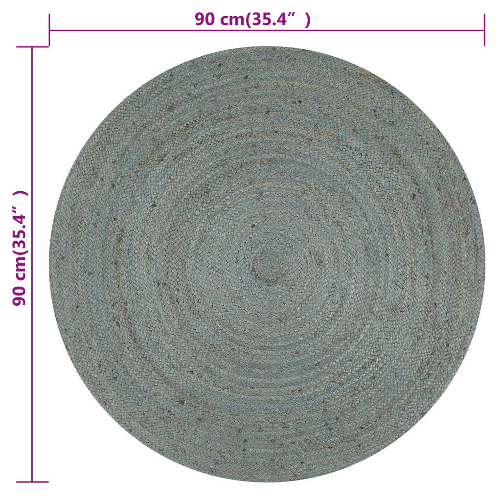 vidaXL Ręcznie wykonany dywan z juty, okrągły, 90 cm, oliwkowozielony