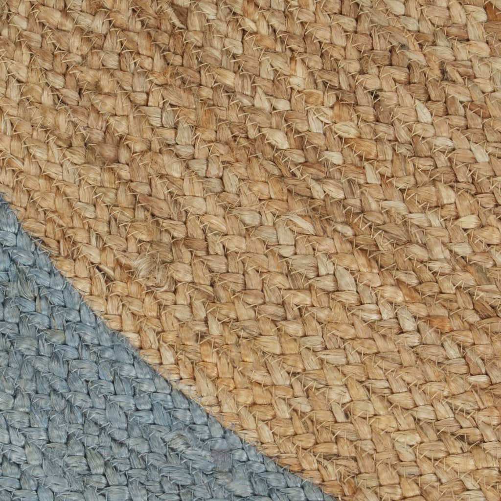 vidaXL Ręcznie wykonany dywanik, juta, oliwkowozielona krawędź, 120 cm