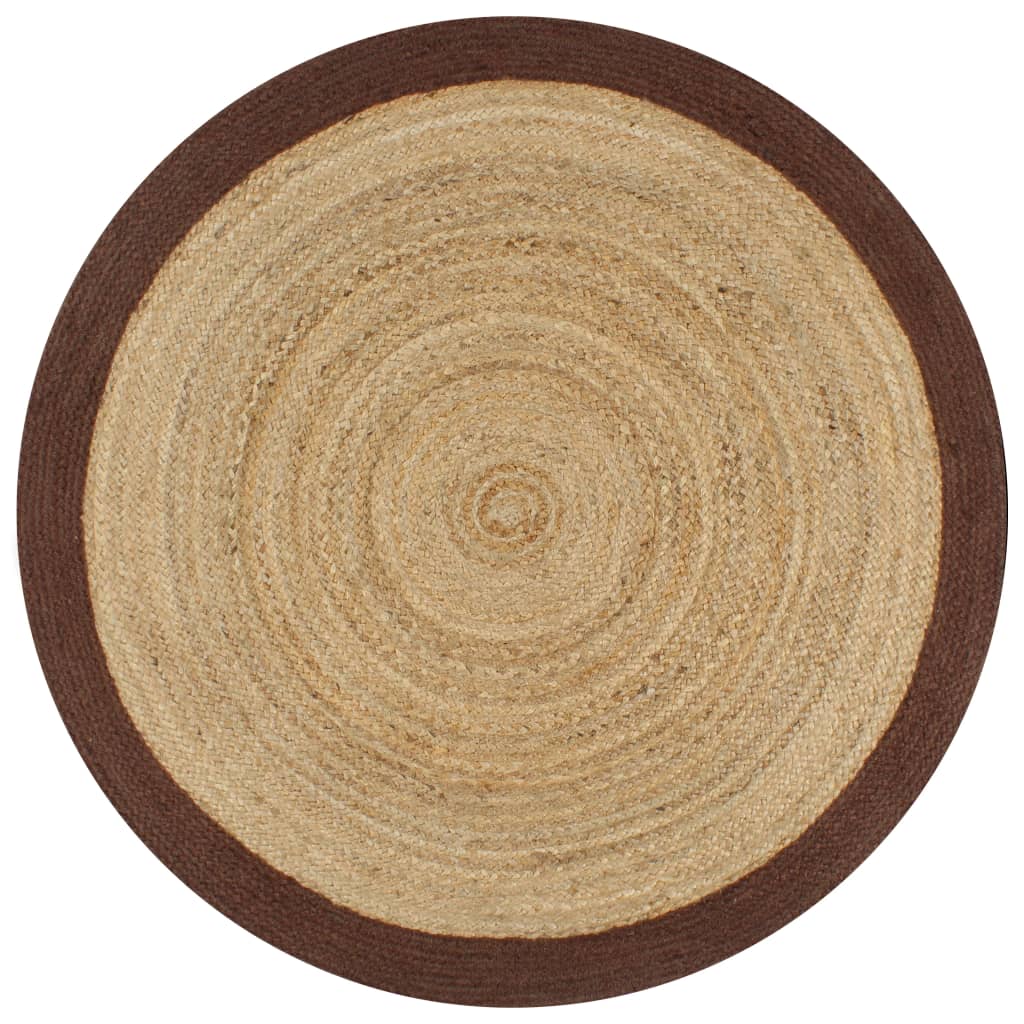 vidaXL Ręcznie wykonany dywanik, juta, brązowa krawędź, 90 cm