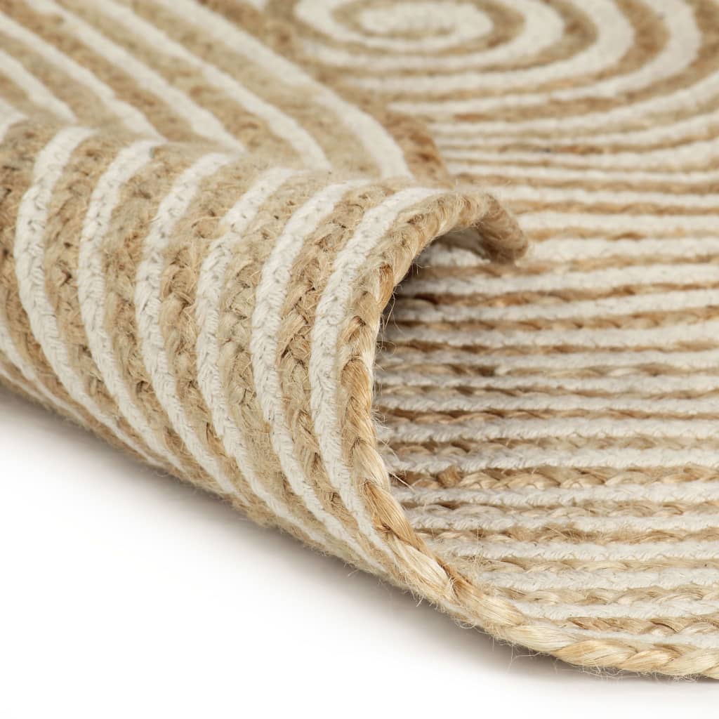 vidaXL Dywanik ręcznie wykonany z juty, spiralny wzór, biały, 120 cm