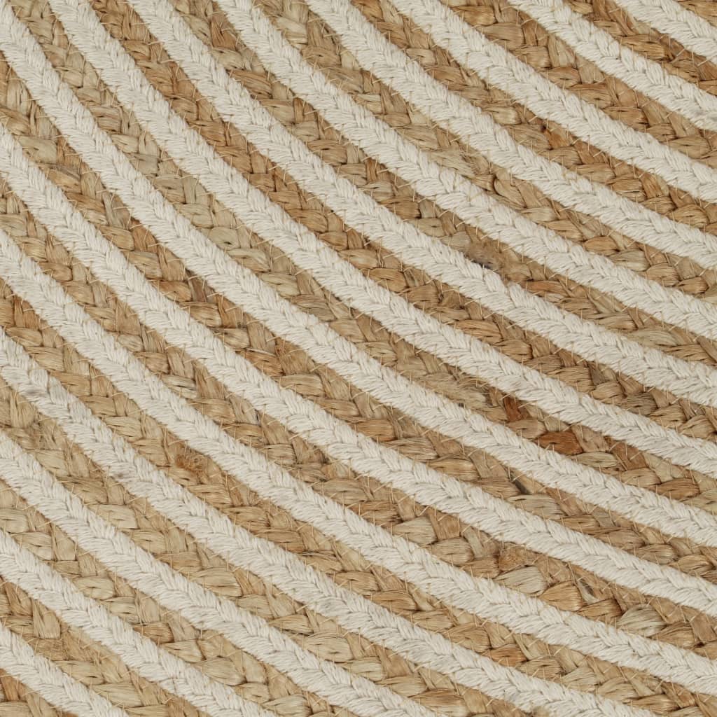 vidaXL Dywanik ręcznie wykonany z juty, spiralny wzór, biały, 120 cm