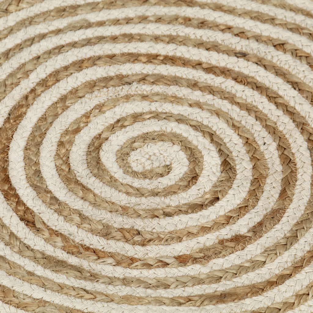 vidaXL Dywanik ręcznie wykonany z juty, spiralny wzór, biały, 150 cm