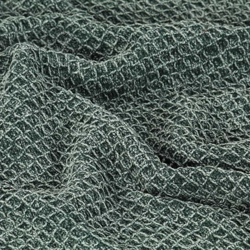 vidaXL Bawełniana narzuta, 160 x 210 cm, ciemnozielona
