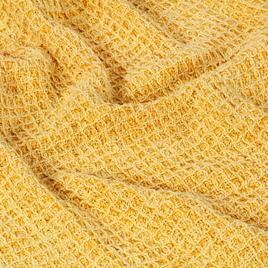 vidaXL Bawełniana narzuta, 160 x 210 cm, musztardowa