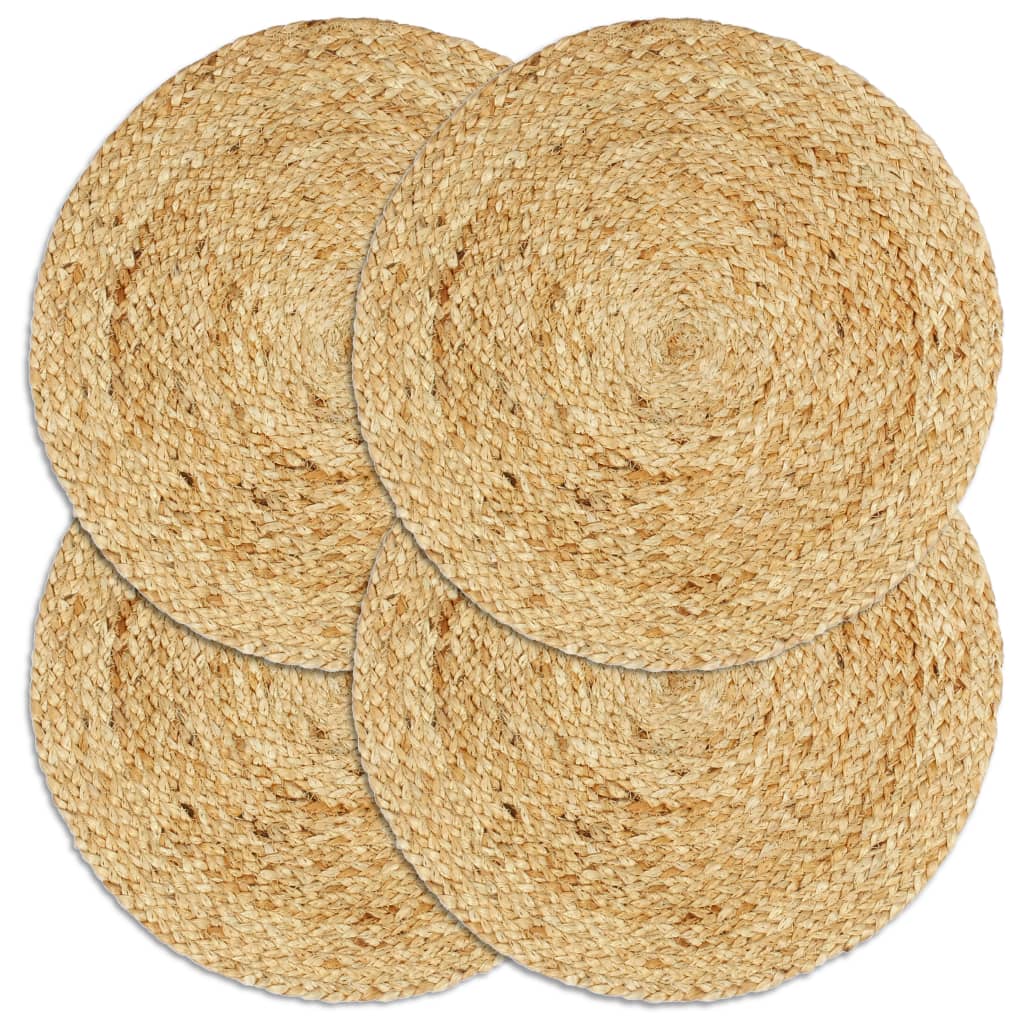 vidaXL Maty na stół, 4 szt., gładkie, naturalne, 38 cm, okrągłe, juta